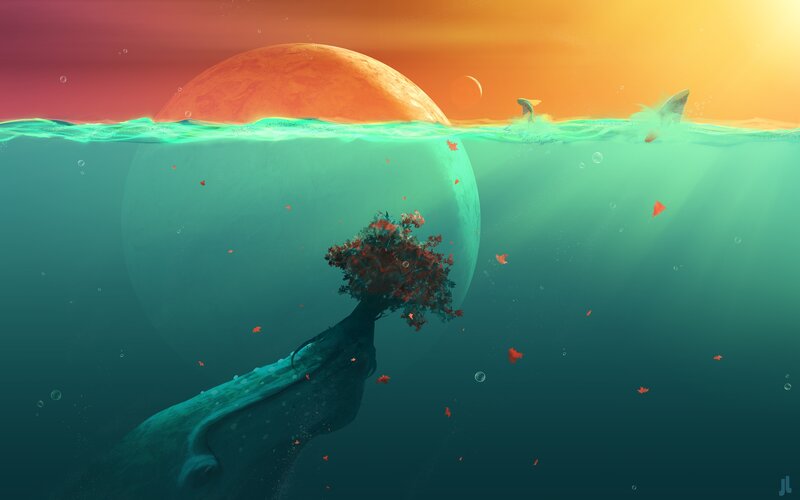 Whale with Tree on Back