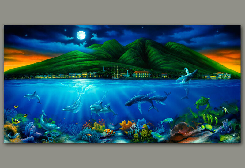 Whales and Dolphins in Ocean