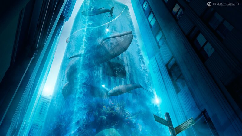 Whales in City Canyon — Blue