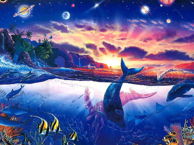 Whales in Ocean — Blue, Dramatic