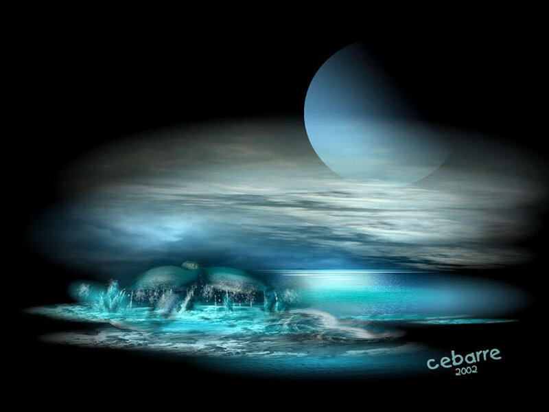 Whales in Ocean — Blue, Serene