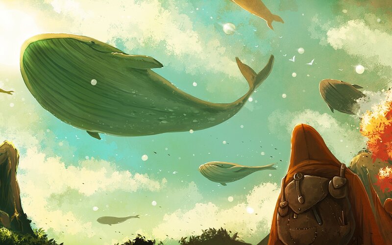 Whales in Sky — Green