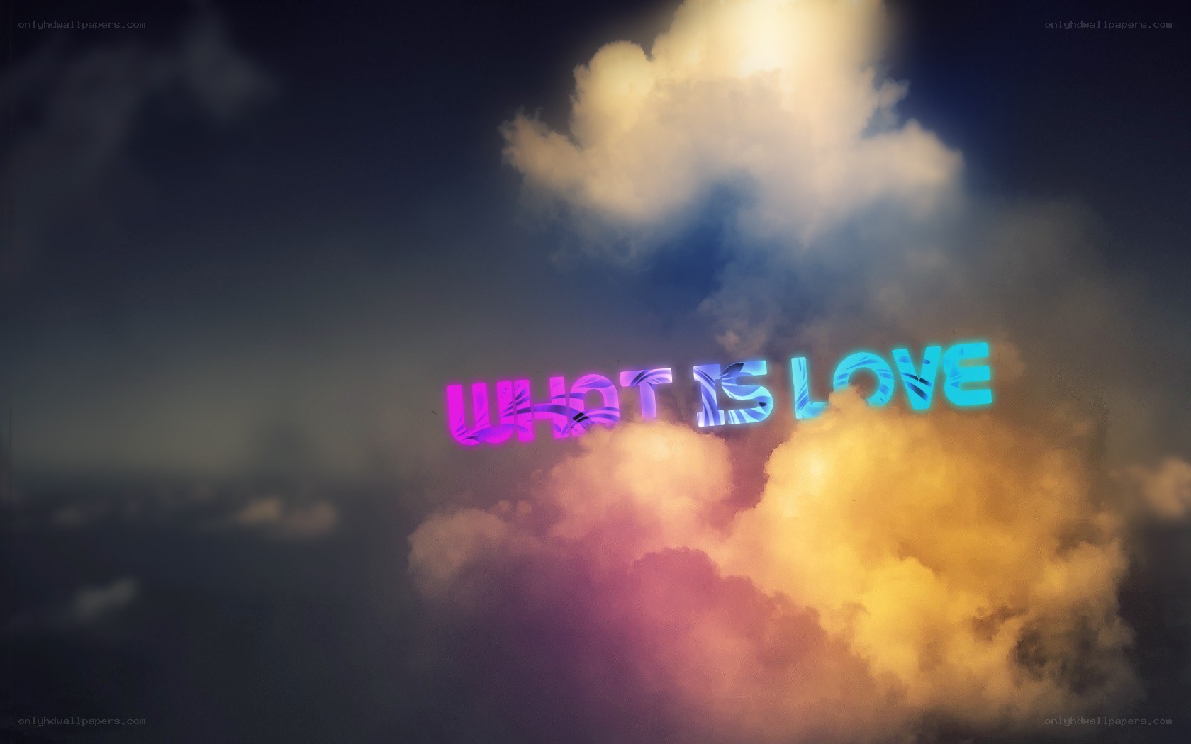 What is Love text in clouds