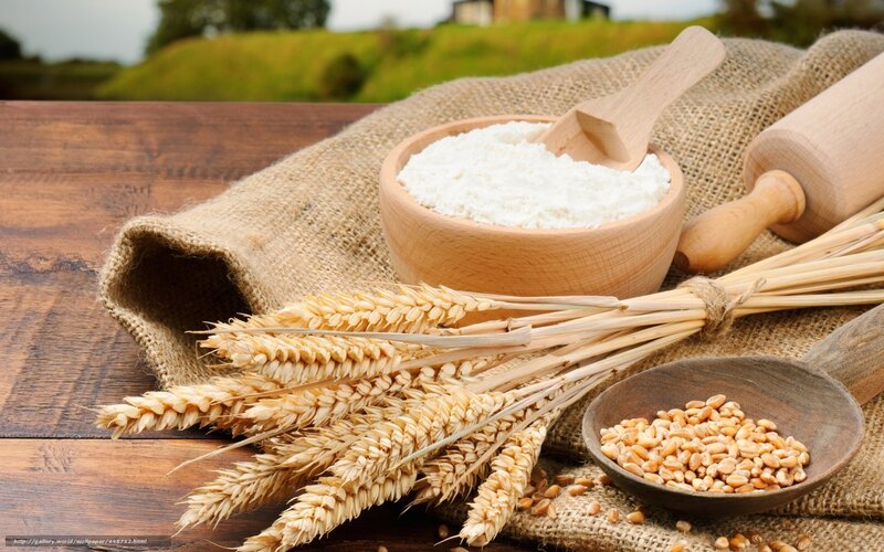 Wheat and Flour on Table — Brown