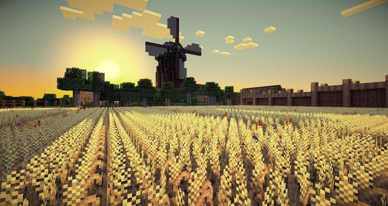 Wheat Field at Sunset — Yellow, Serene, Pixel Art