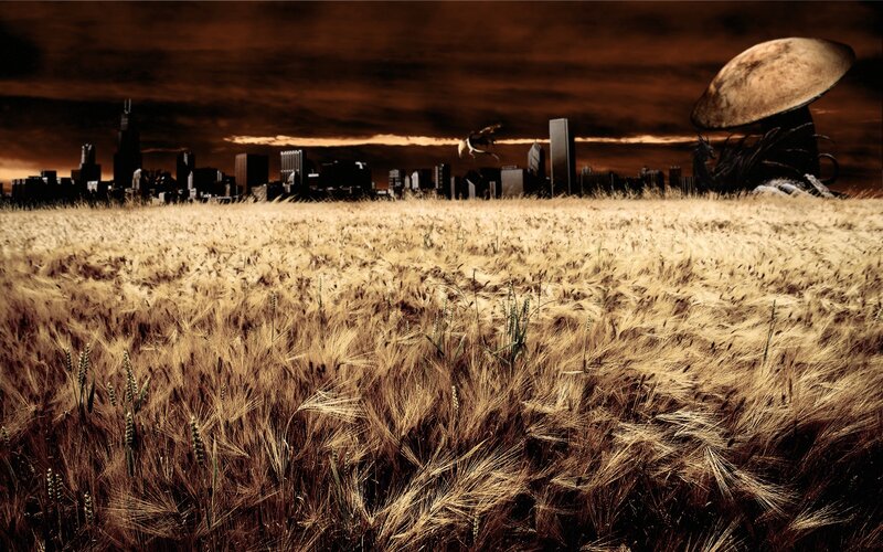 Wheat Field with City