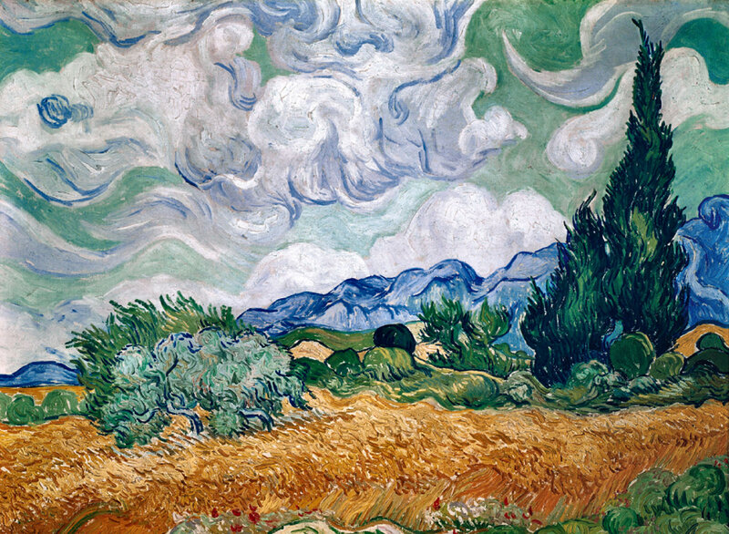 Wheat Field with Cypress Tree