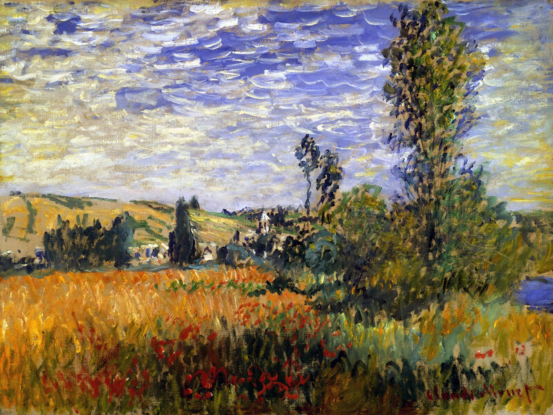Wheat Field with Poppies — Yellow, Serene, Afternoon, Painting