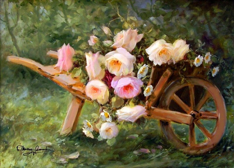 Wheelbarrow with Roses