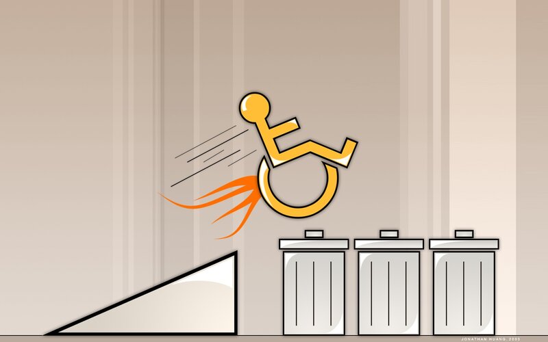 Wheelchair character in motion