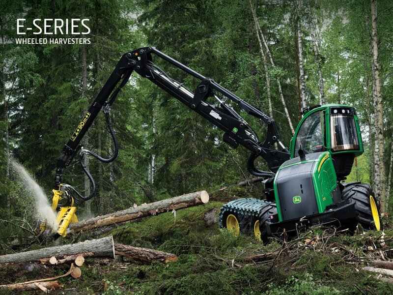 Wheeled Harvester in Forest — Green