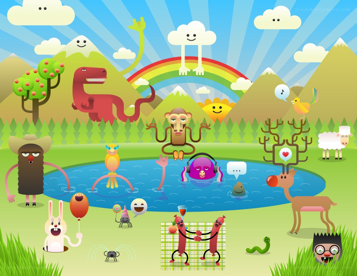 whimsical animal gathering