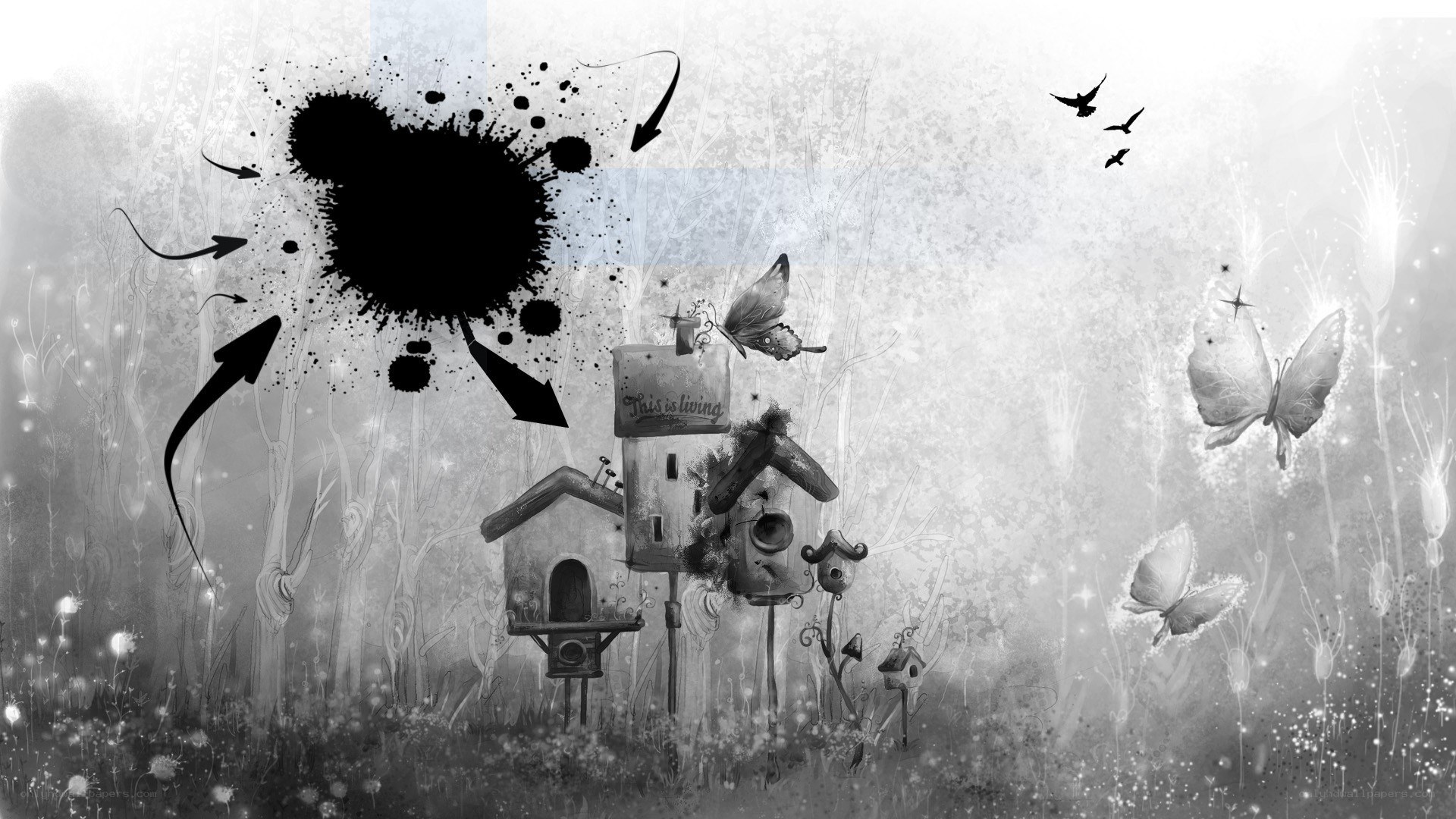 whimsical birdhouse garden