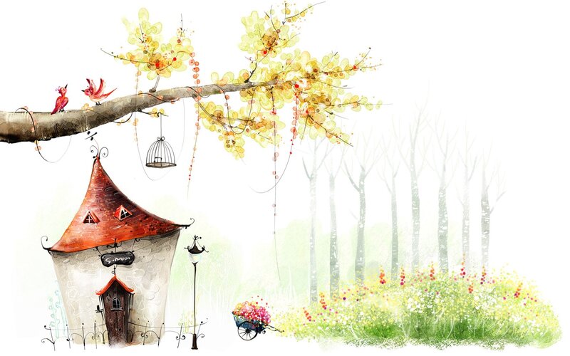 Whimsical cottage in a dreamy forest