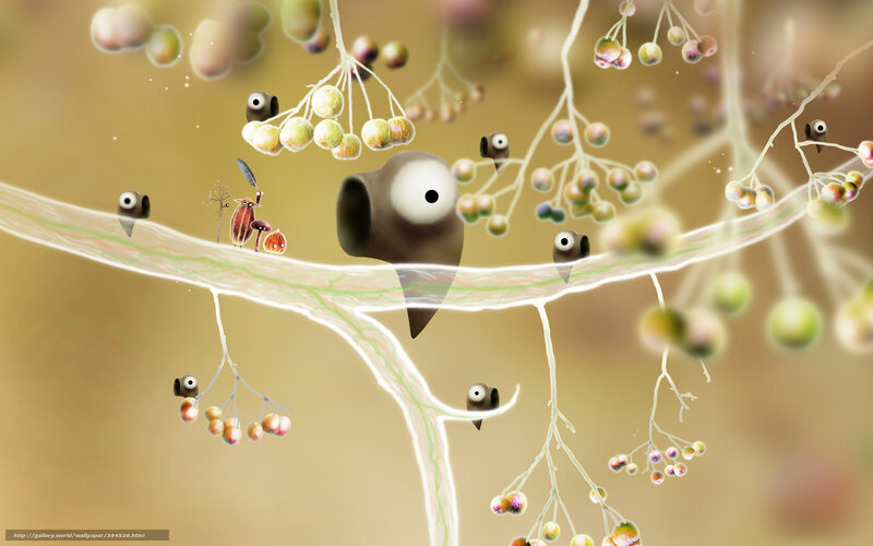 Whimsical creatures on a branch