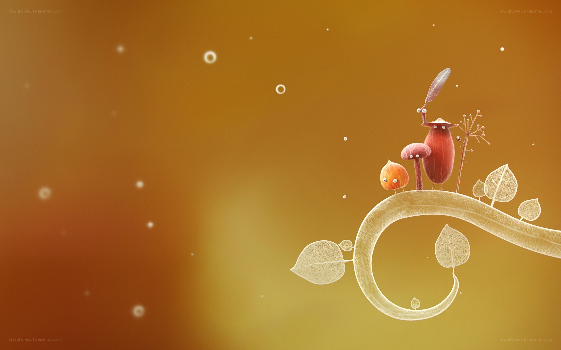 whimsical creatures on a vine