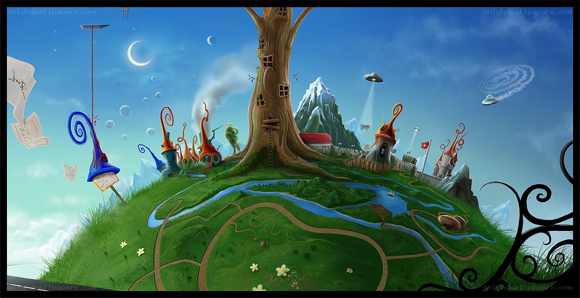 whimsical fantasy landscape