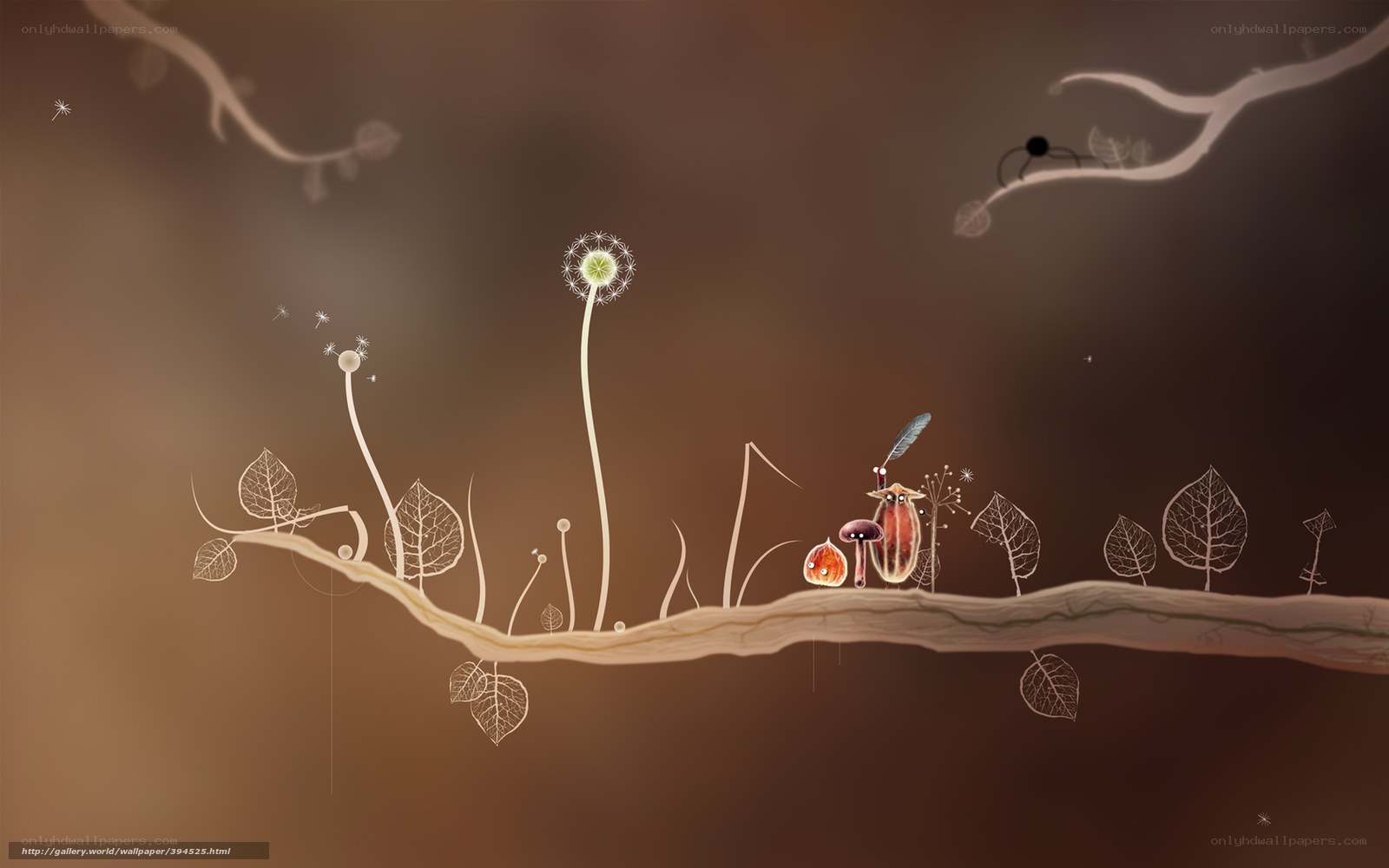 Whimsical forest scene with dandelion