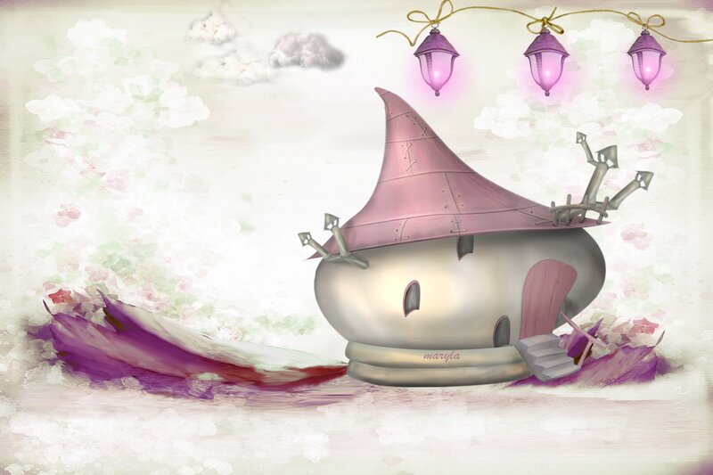 Whimsical House with Lanterns