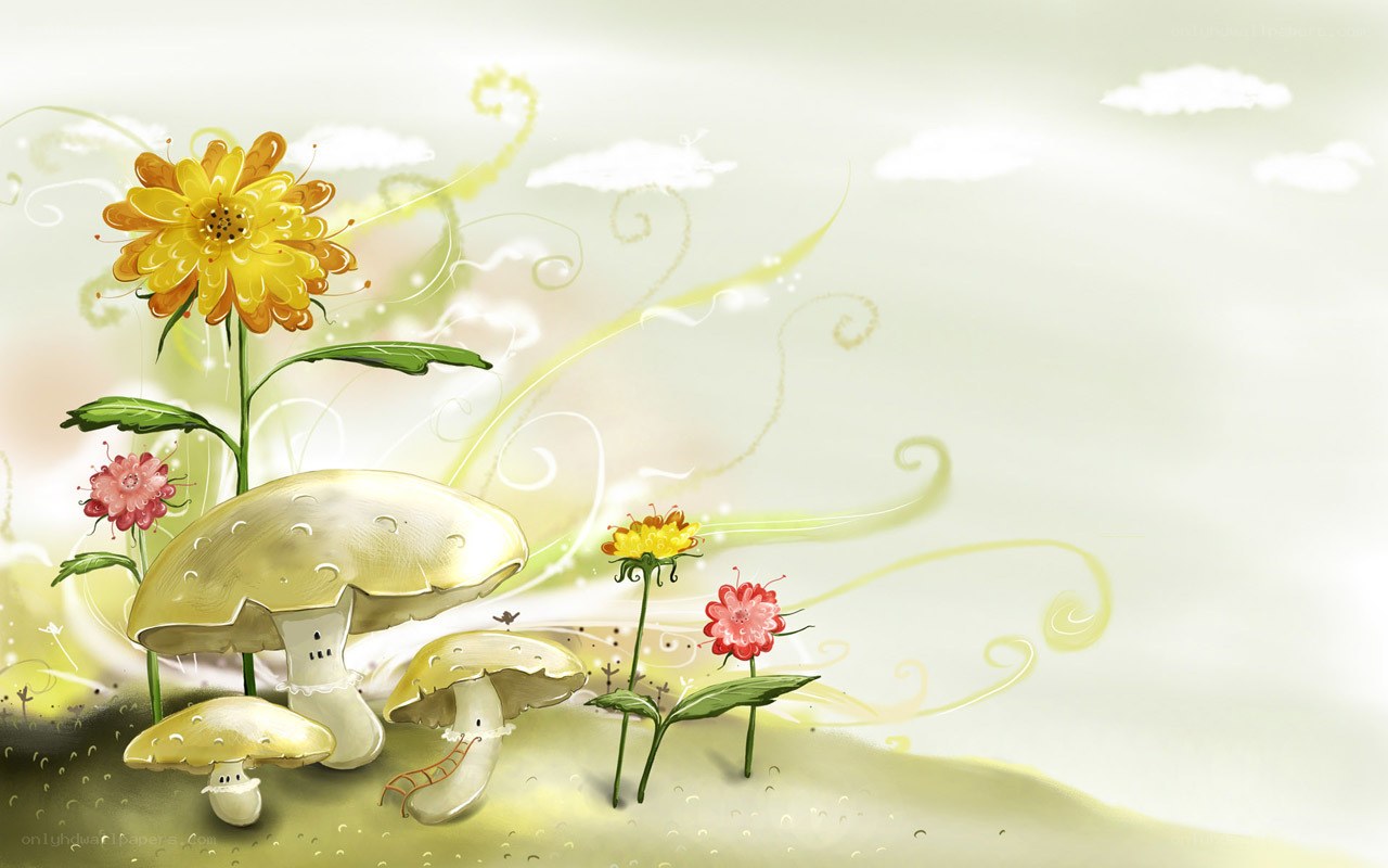 Whimsical mushroom garden