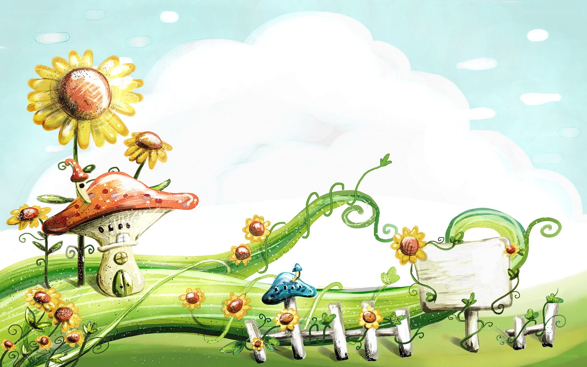 Whimsical mushroom village