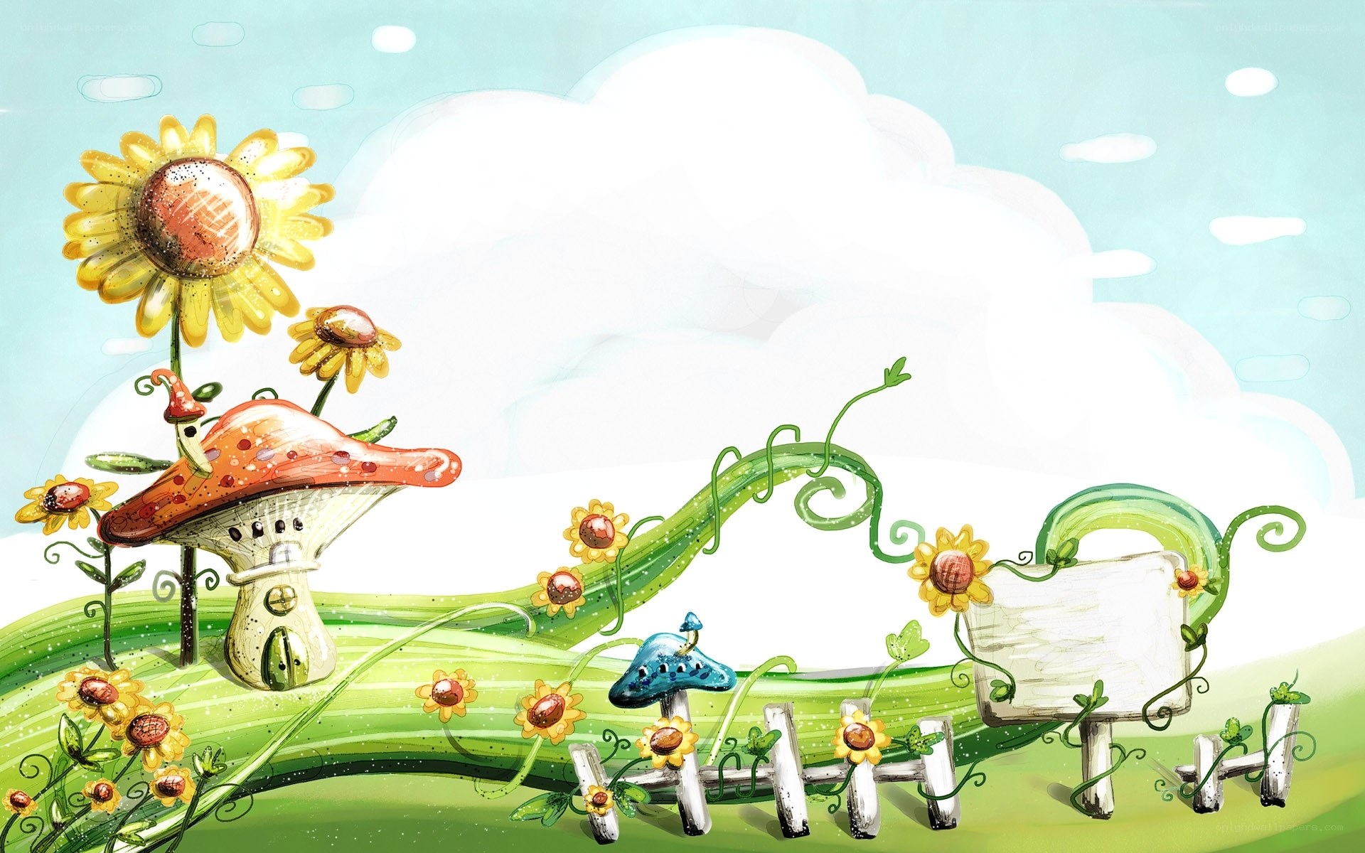 Whimsical mushroom village
