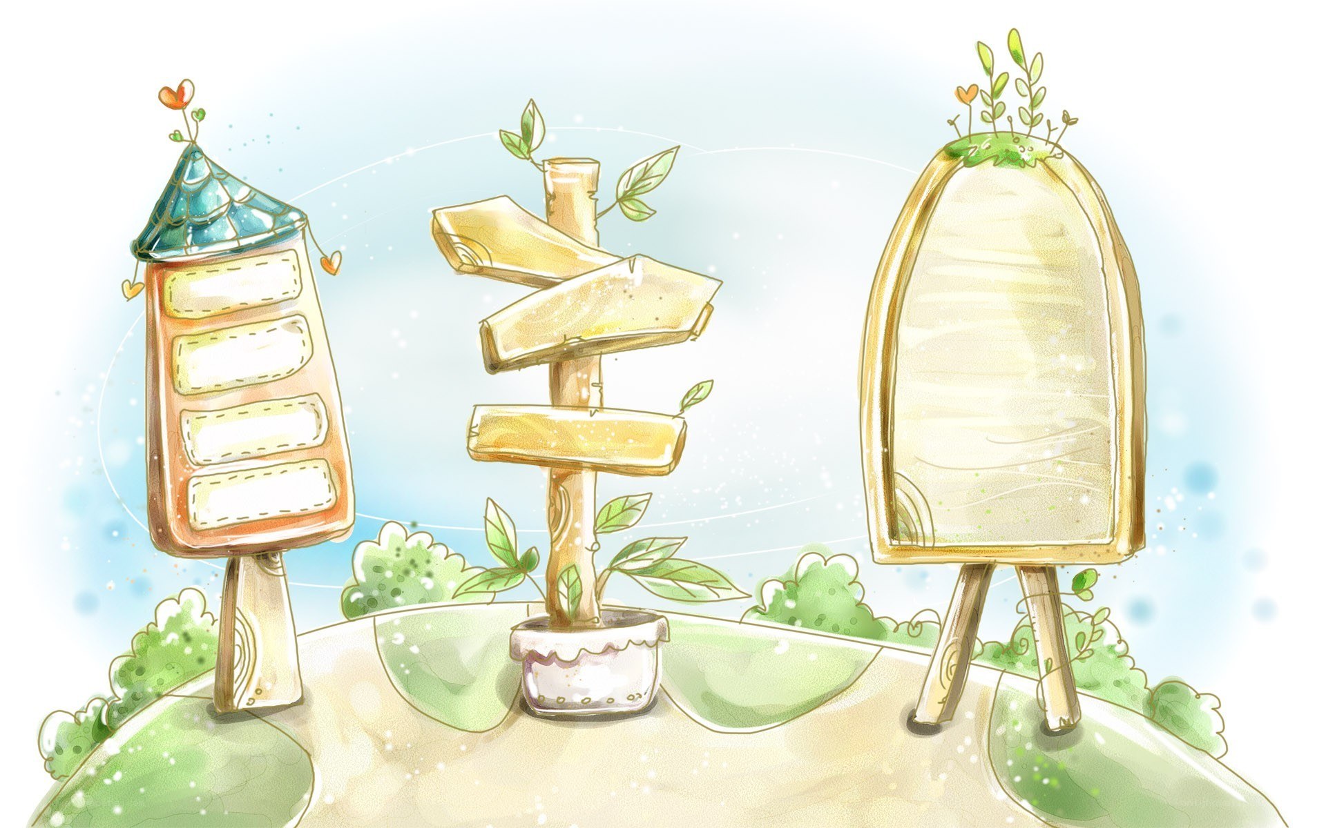 whimsical signpost illustration