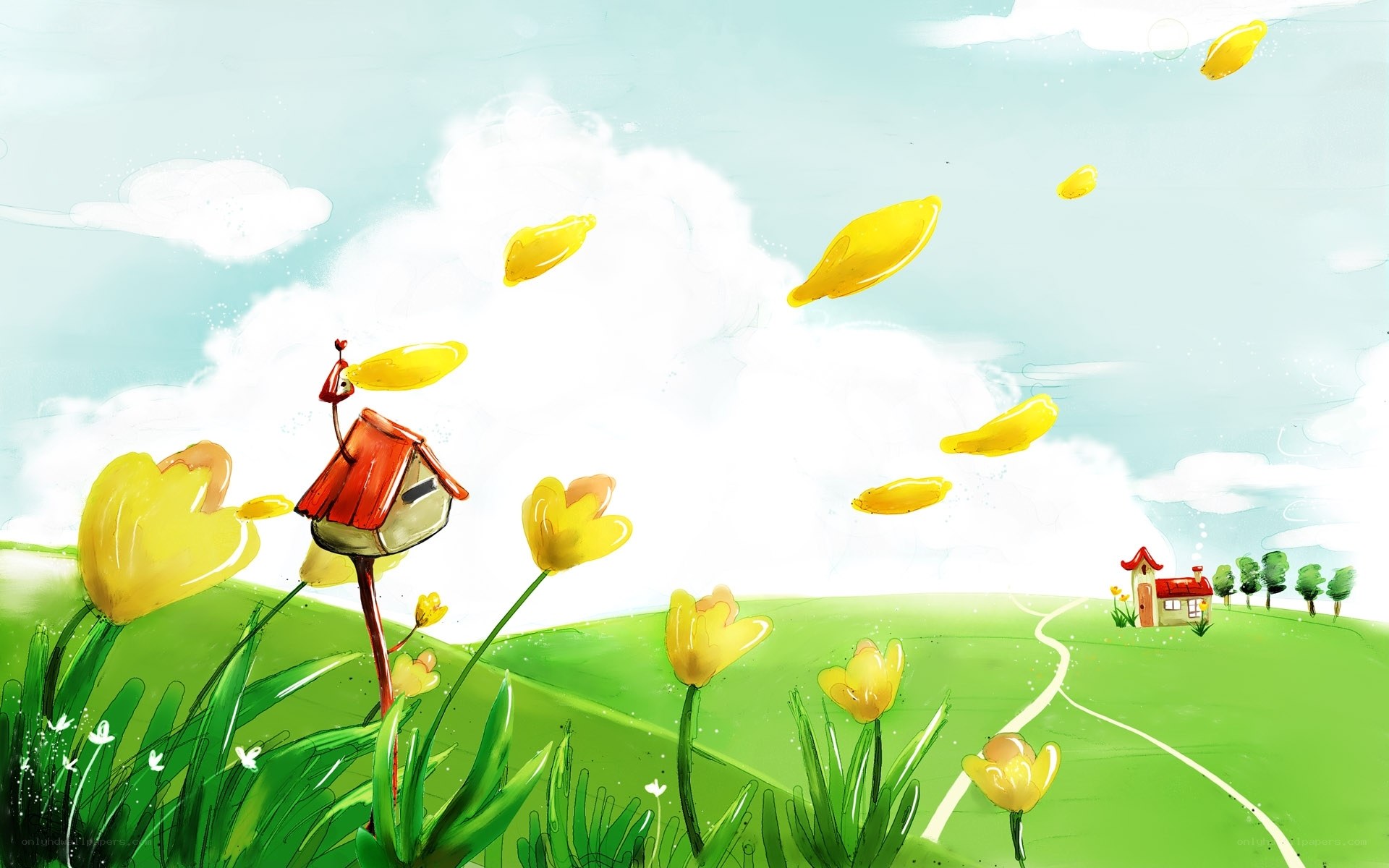 Whimsical spring landscape