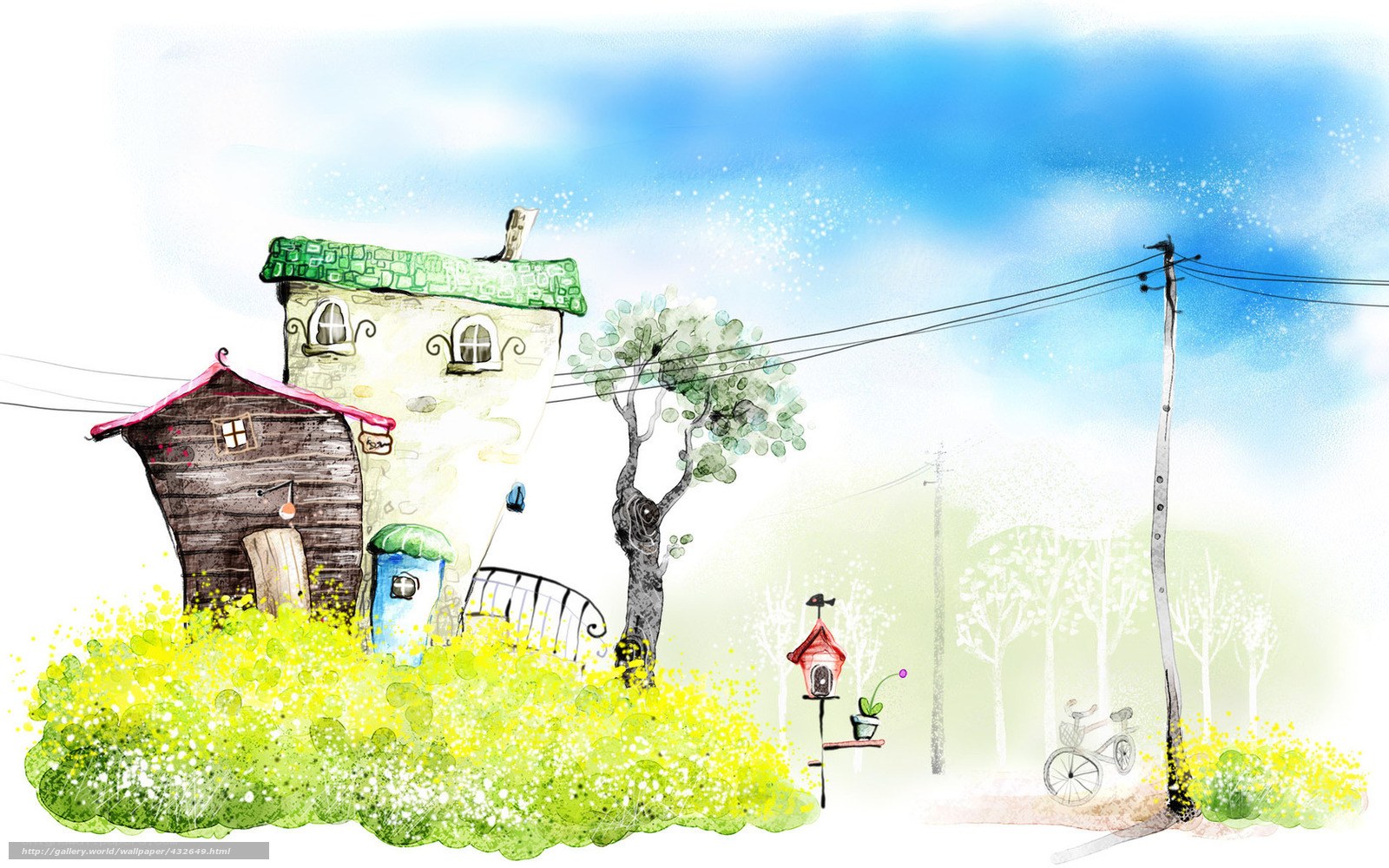 Whimsical village scene