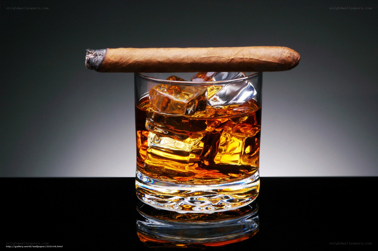 whiskey and cigar on ice