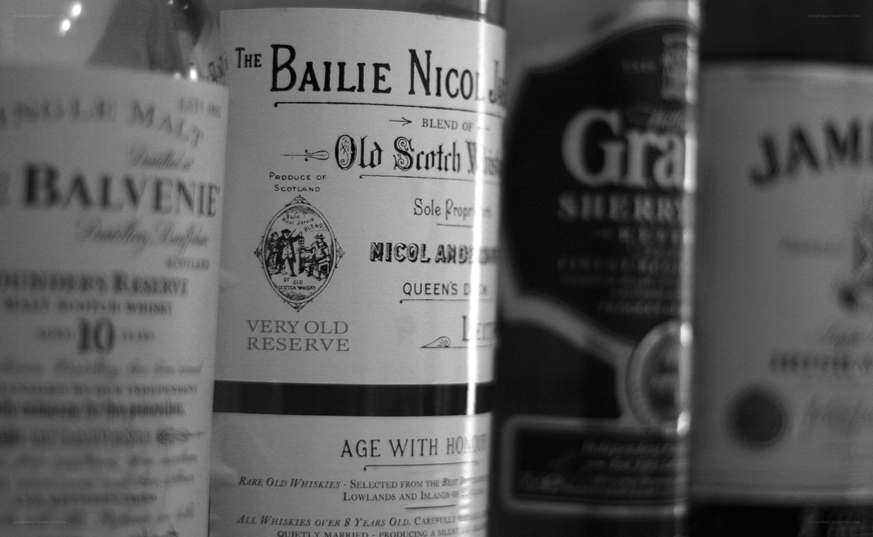 whiskey bottles in a row