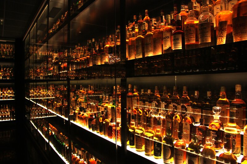 Whiskey Bottles in Display