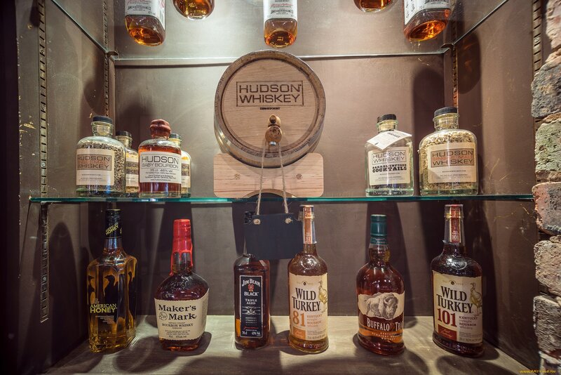 Whiskey Bottles on Display