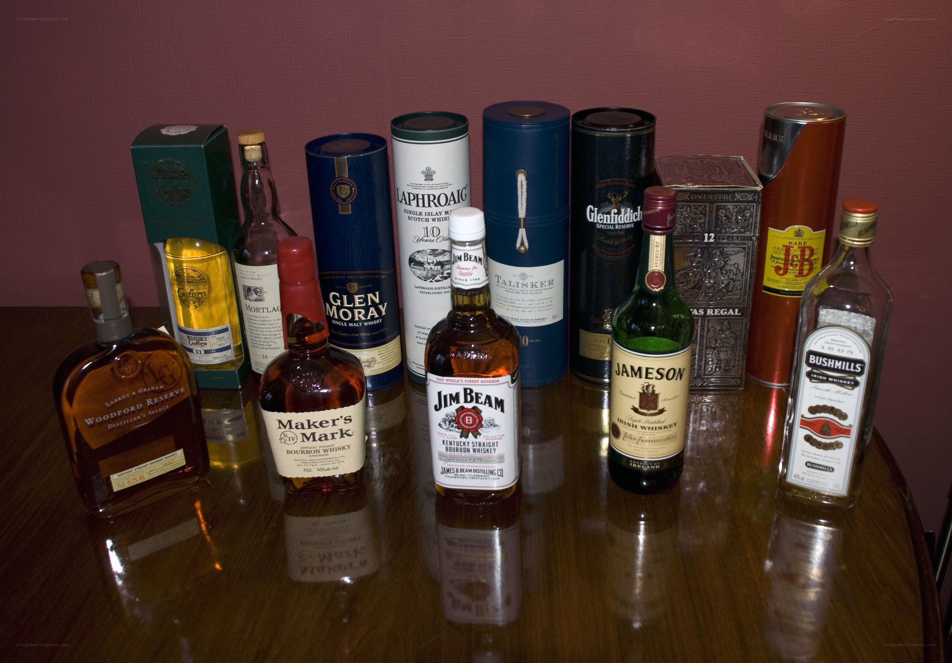 whiskey collection on table