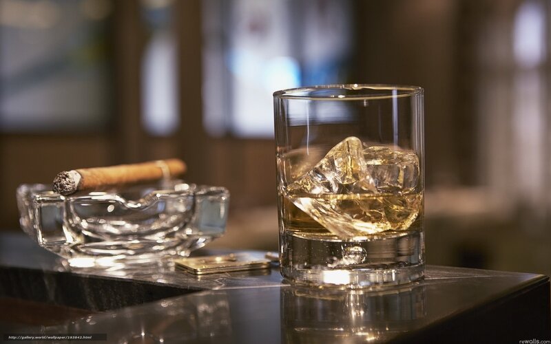 Whiskey Glass and Cigar — Brown