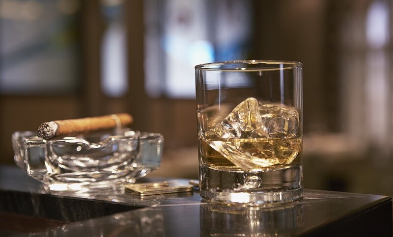 Whiskey Glass and Cigar