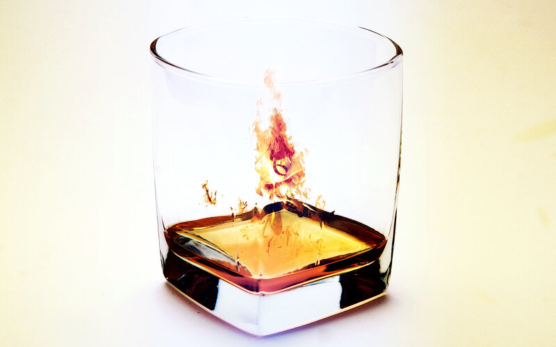 Whiskey Glass with Fire