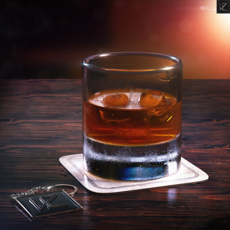 Whiskey on a coaster