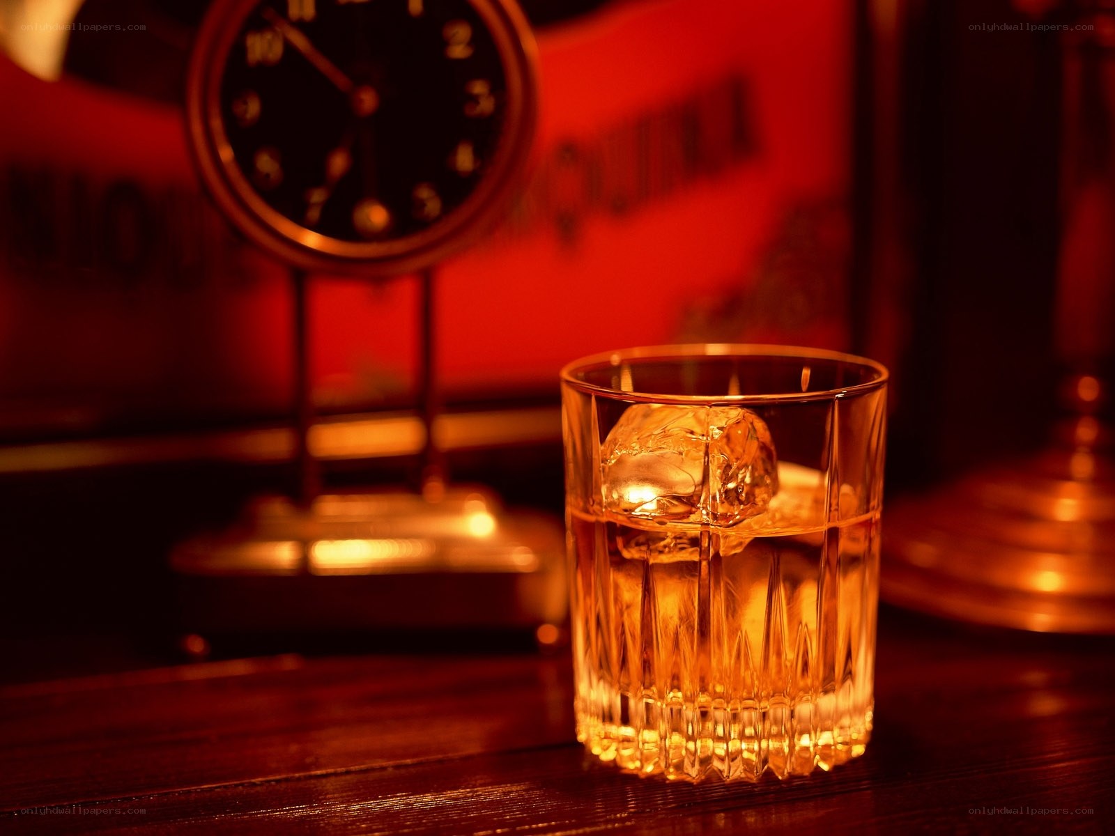 Whiskey on a wooden table