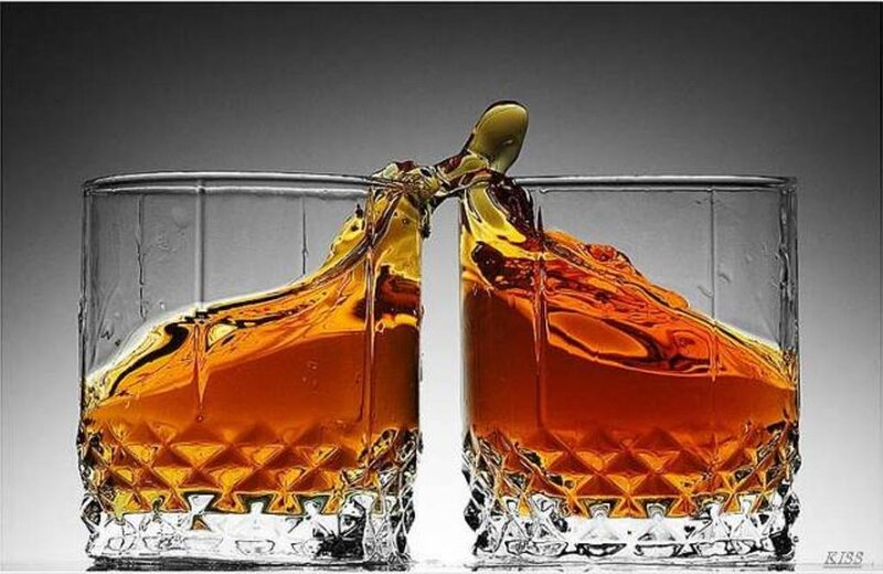 Whiskey Splash in Glasses