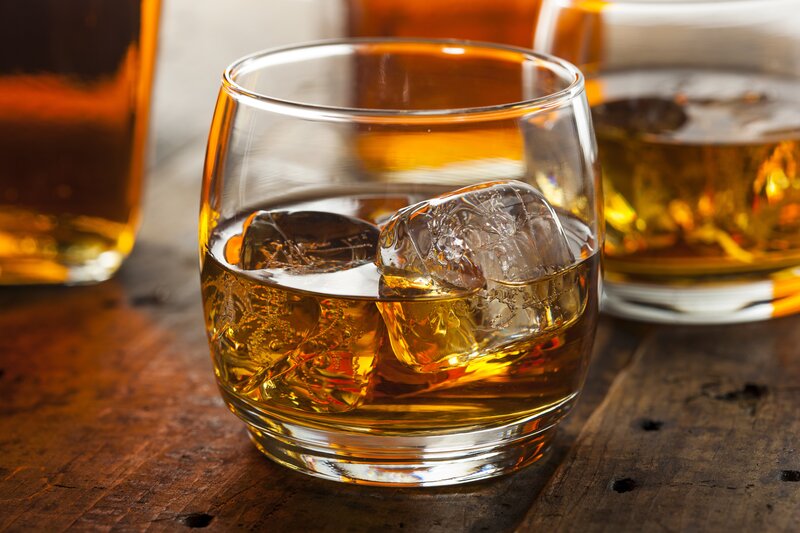 Whiskey with Ice Cubes — Brown, Warm