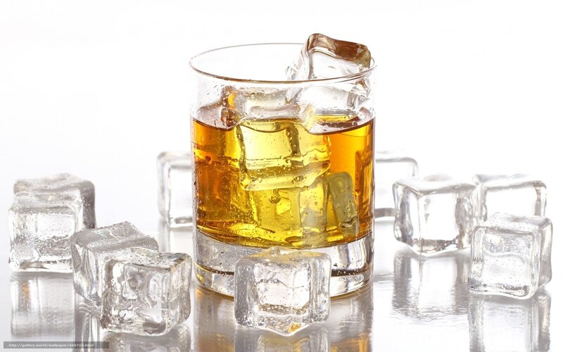 Whiskey with Ice Cubes — White