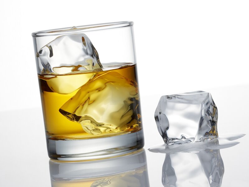 Whiskey with Ice Cubes — Yellow