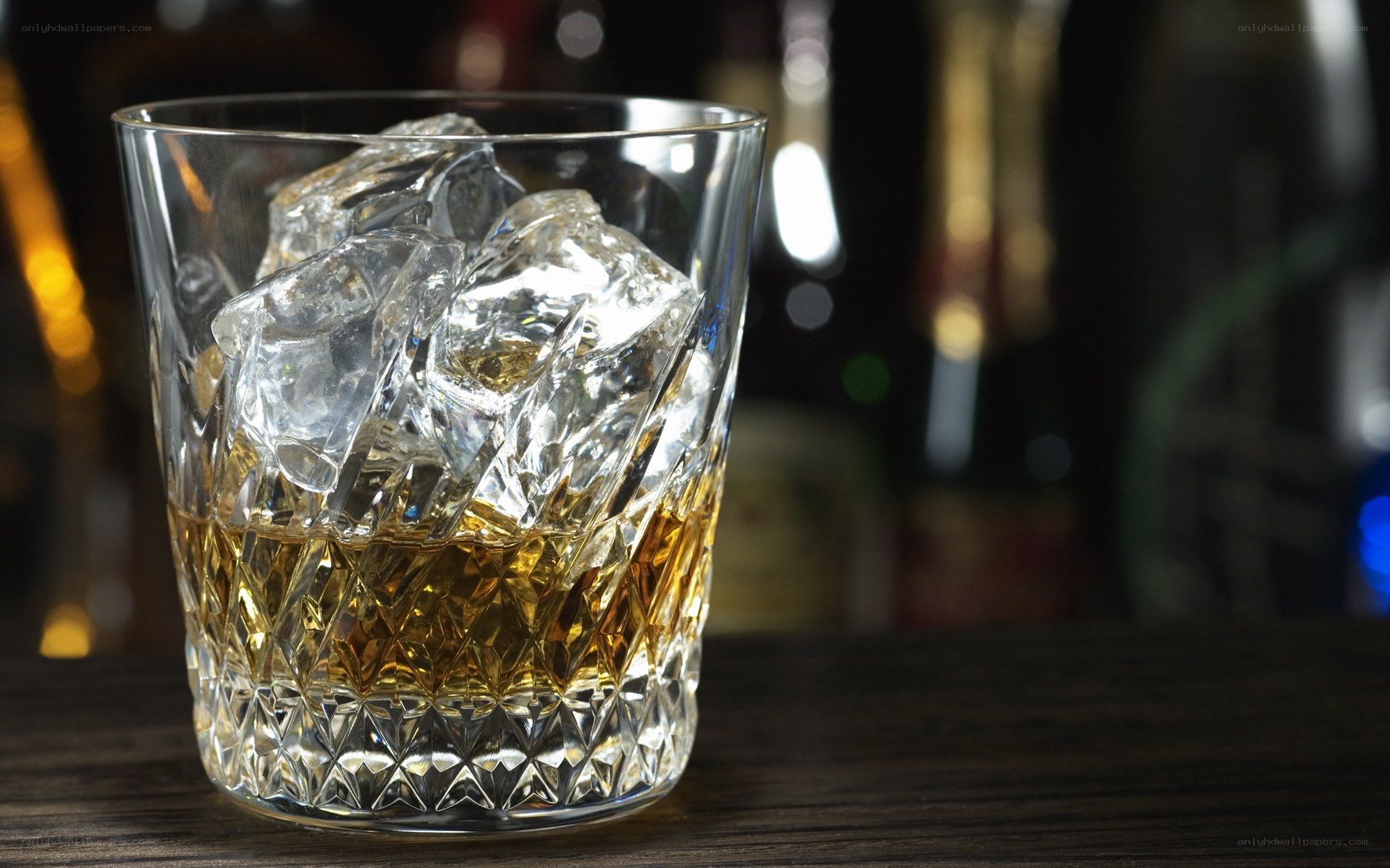 whiskey with ice in glass
