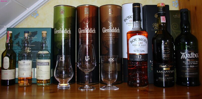 whisky collection on display