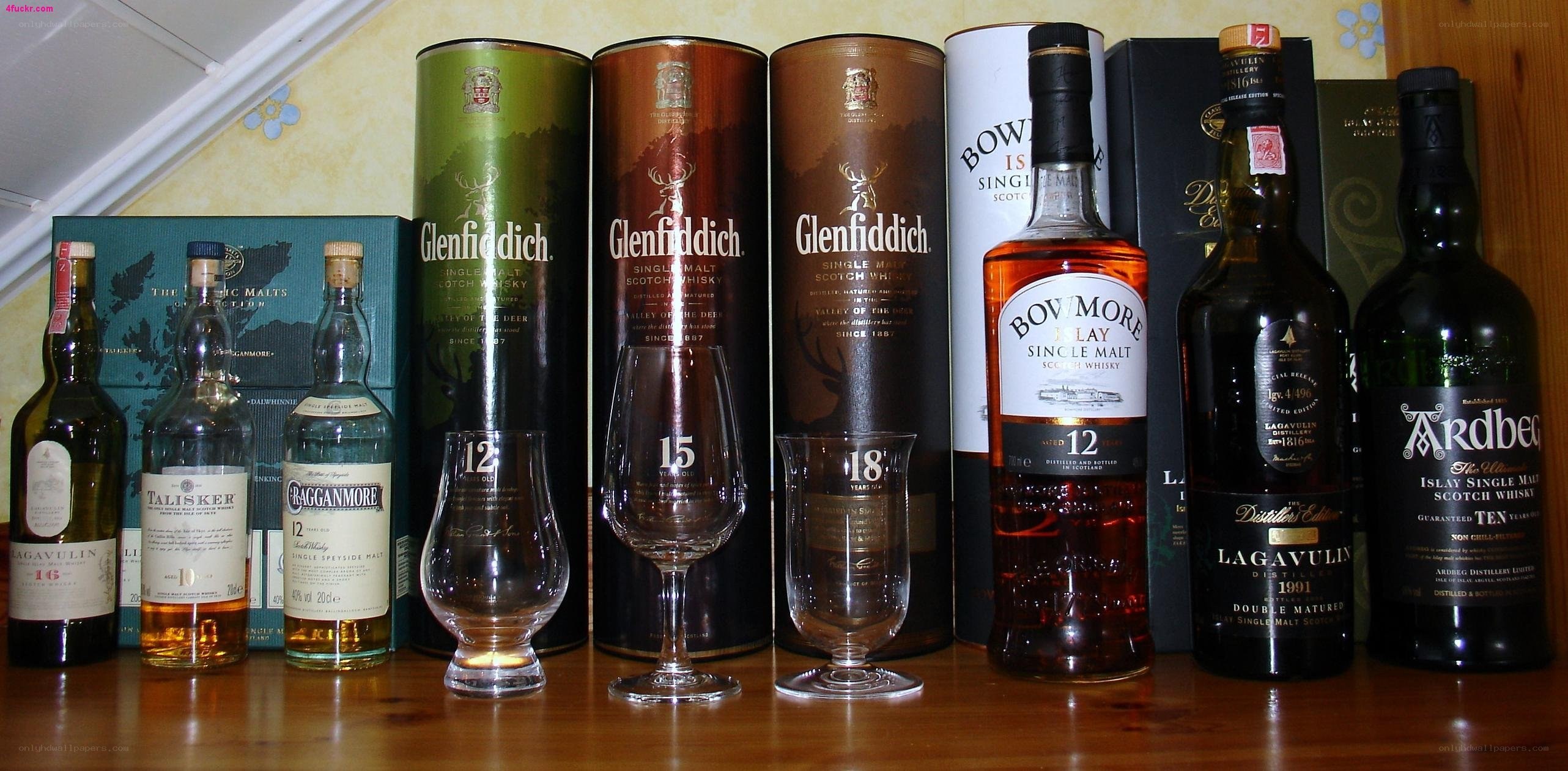 whisky collection on display
