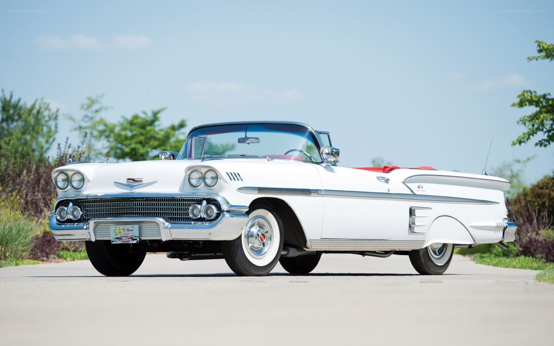 White 1958 Chevrolet Convertible