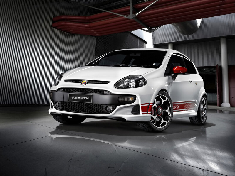 White Abarth Car — Dramatic, Photograph, Red Mirror