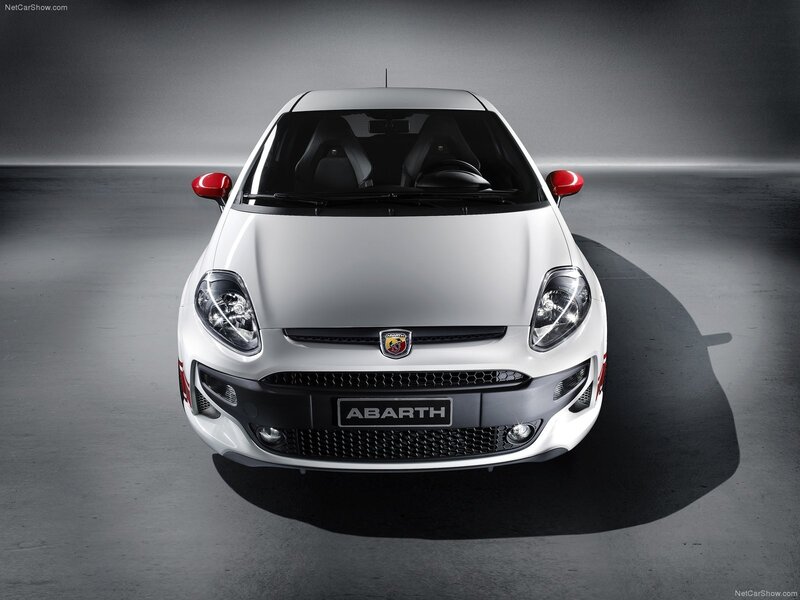 White Abarth car front view