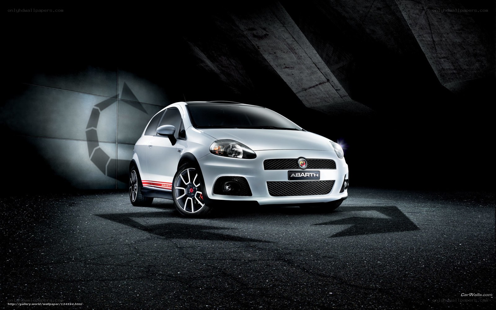 White Abarth car in studio
